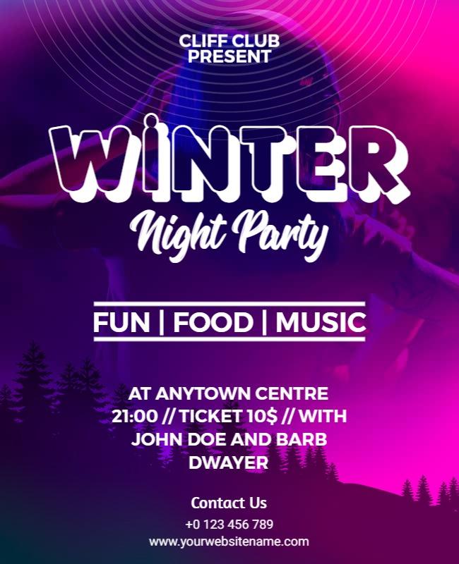 Winter Night Party Event Flyer Template