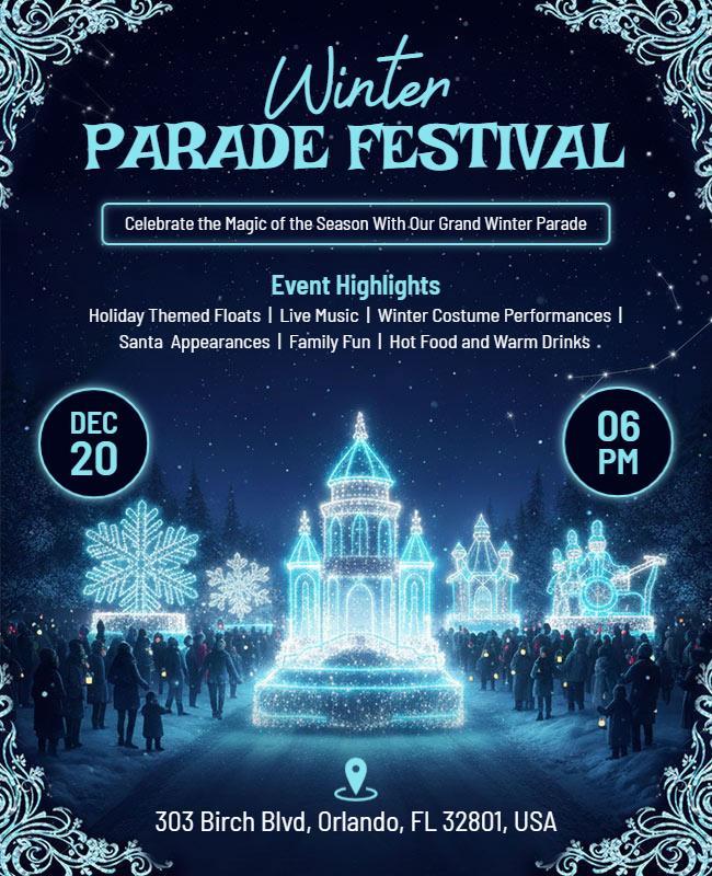 Winter Parade Festival Celebration Flyer Template