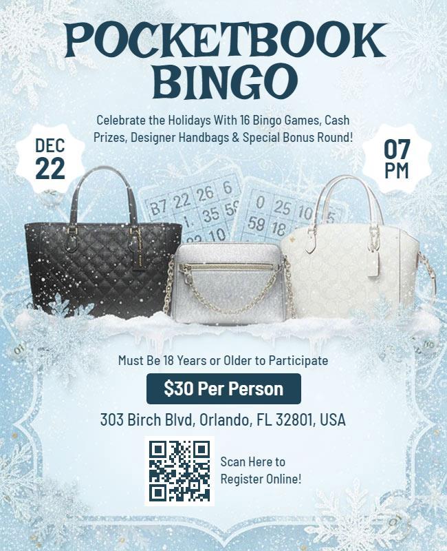 Winter Pocketbook Bingo Event Promotional Flyer Template