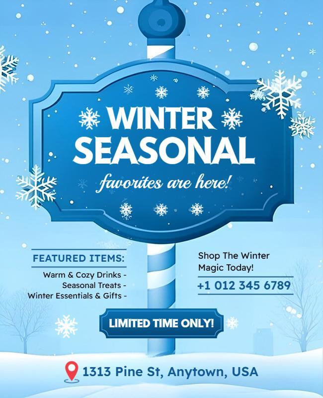 Winter Seasonal Sale Promotional Flyer Template