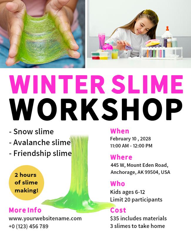 Winter Slime Workshop for Kids Flyer Template