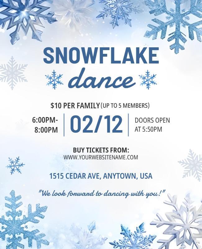 Winter Snowflake Dance Event Flyer Template