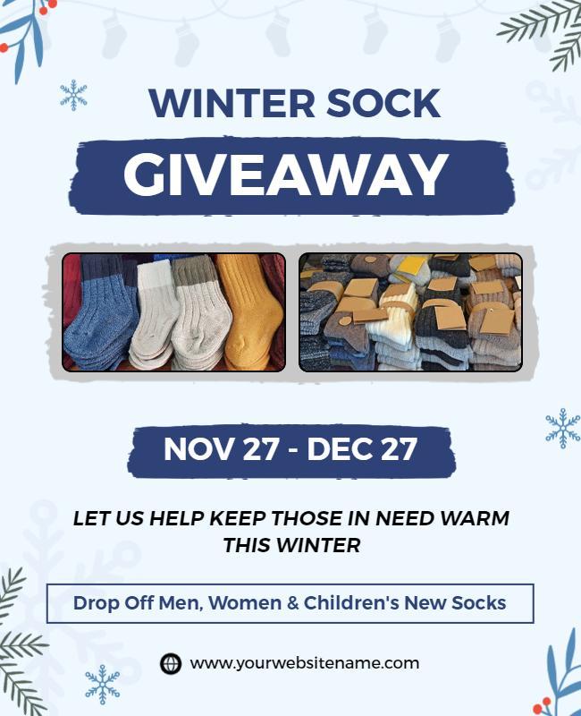 Winter Sock Donation Event Flyer Template