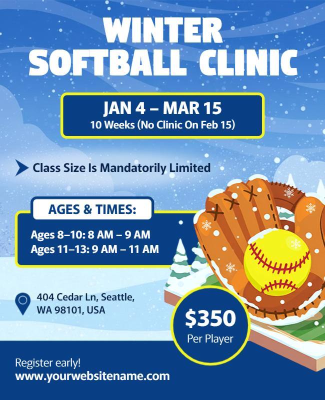 Winter Softball Clinic Flyer Template