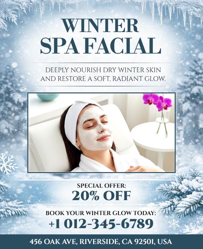 Winter Spa Facial Promotion Flyer Template