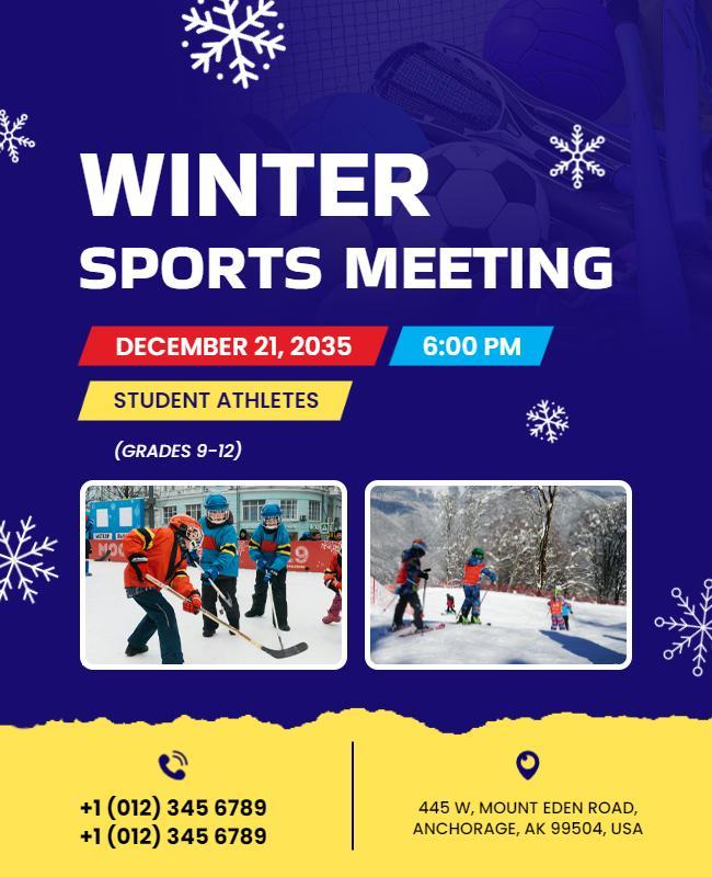 Winter Sports Meeting for Student Athletes Flyer Template