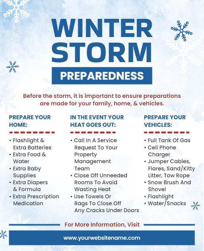 Winter Storm Preparedness Tips Flyer Template