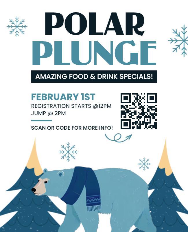 Winter-Themed Polar Plunge Event Poster with Bear Template