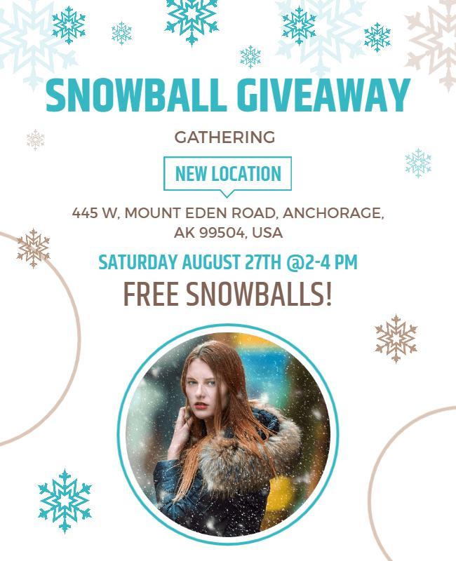 Winter Themed Snowball Giveaway Event Poster Template