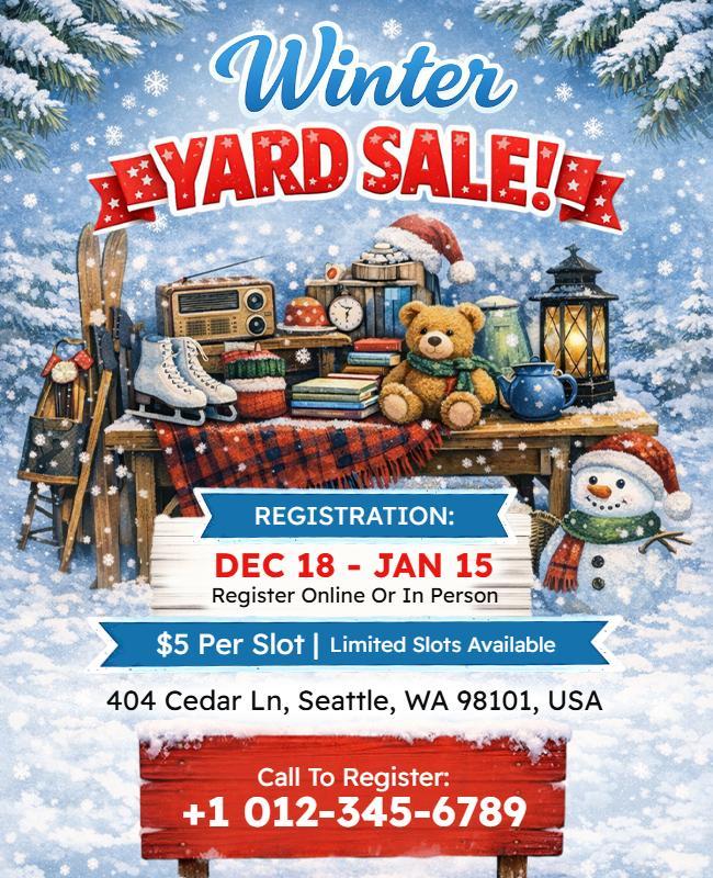 Winter Themed Yard Sale Event Flyer Template