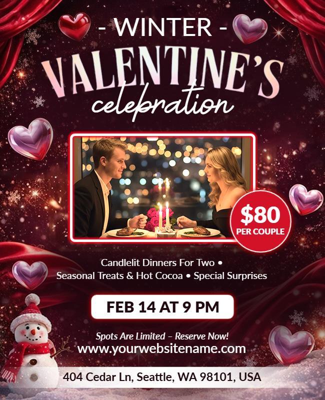 Winter Valentine's Day Celebration Event Flyer Template