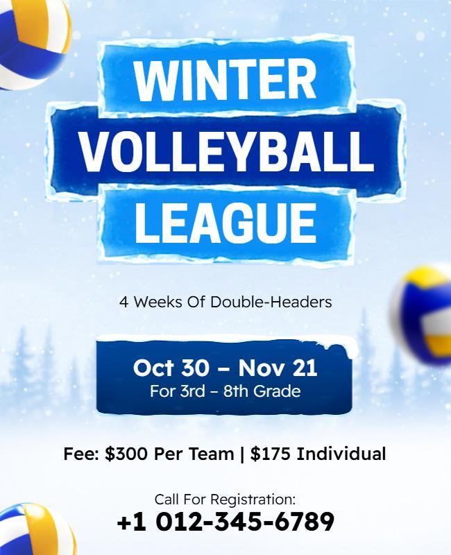 Winter Volleyball League Promotion Flyer Template