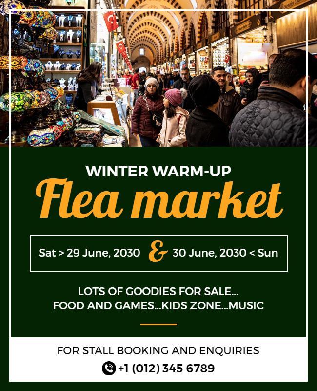 Winter Warm Up Flea Market Event Flyer Template