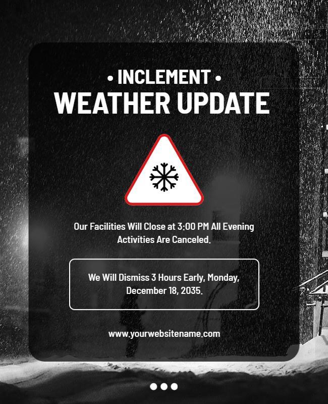 Bold Black and White Inclement Weather Update Flyer Template