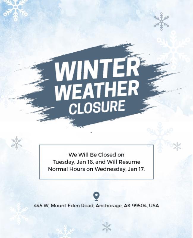 Winter Weather Closure Announcement Flyer Template