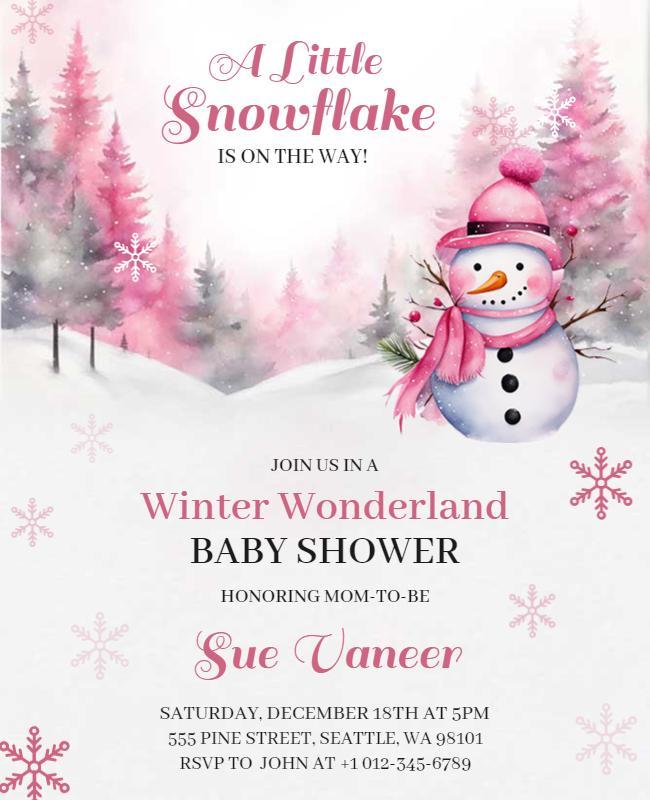 Winter Wonderland Baby Shower Celebration Flyer Template