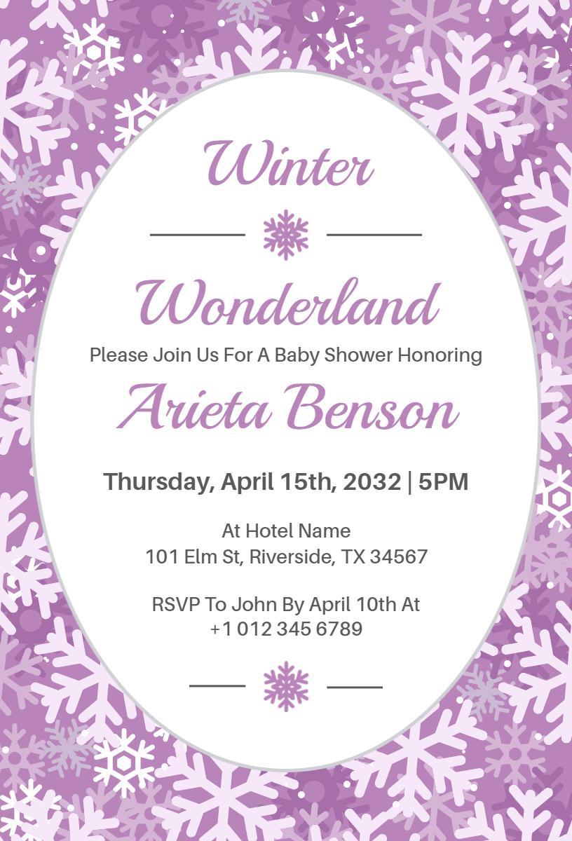 Winter Wonderland Baby Shower Celebration Invitation Template