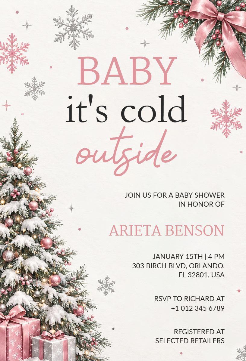 Winter Wonderland Baby Shower Invitation Template