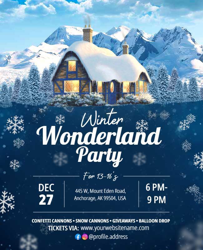 Winter Wonderland Celebration Party Flyer Template