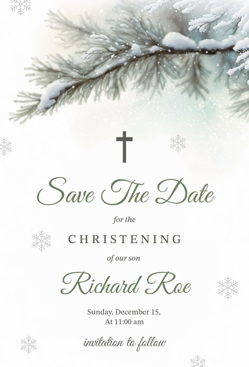 Winter Wonderland Christening Ceremony Invitation Template