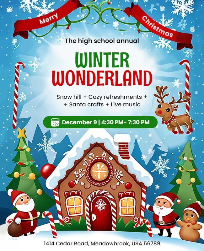 Winter Wonderland Christmas Event Flyer Template