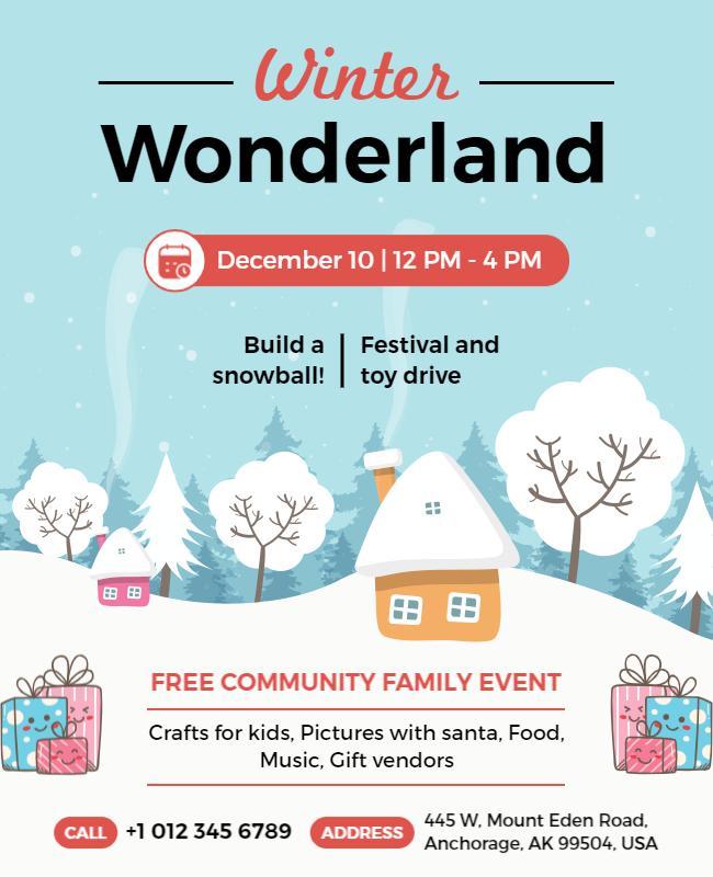 Winter Wonderland Community Event Flyer Template