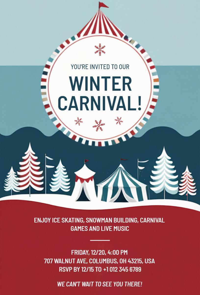 Winter Wonderland Festive Carnival Celebration Invitation Template