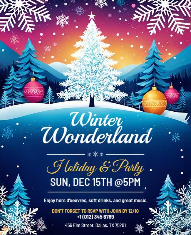 Winter Wonderland Holiday Party Flyer Template