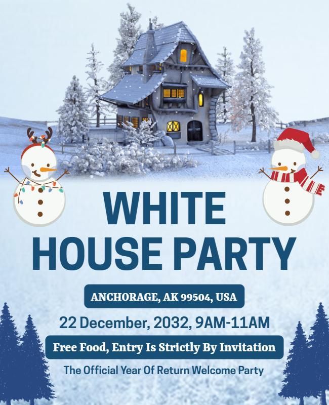 Winter Wonderland House Party Invitation Flyer Template