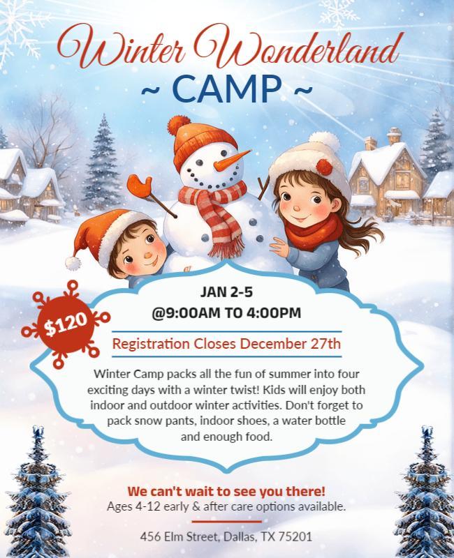 Winter Wonderland Kids Camp Flyer Template