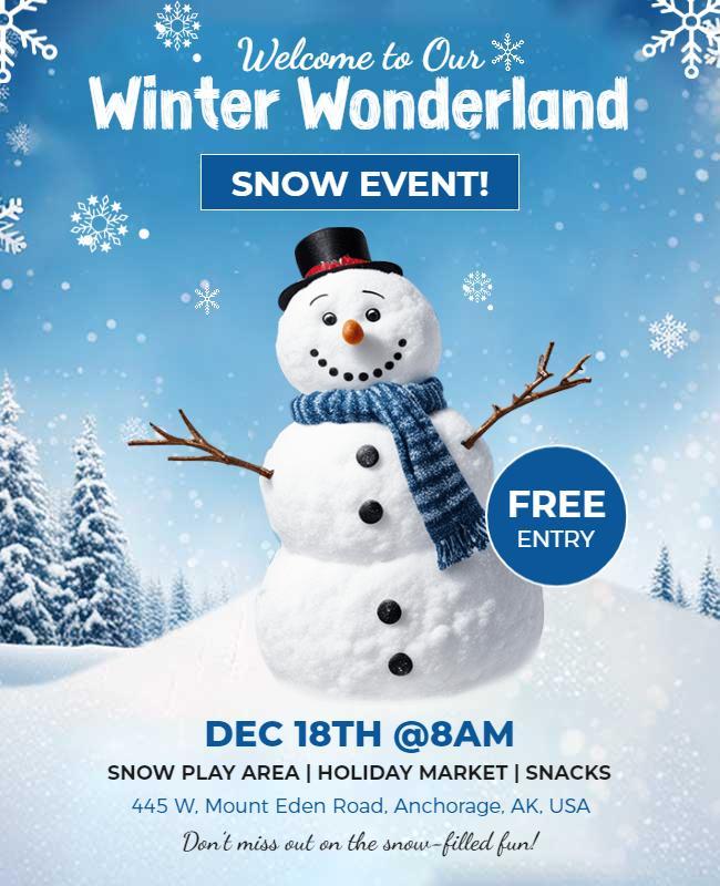 Winter Wonderland Snow Event Flyer Template