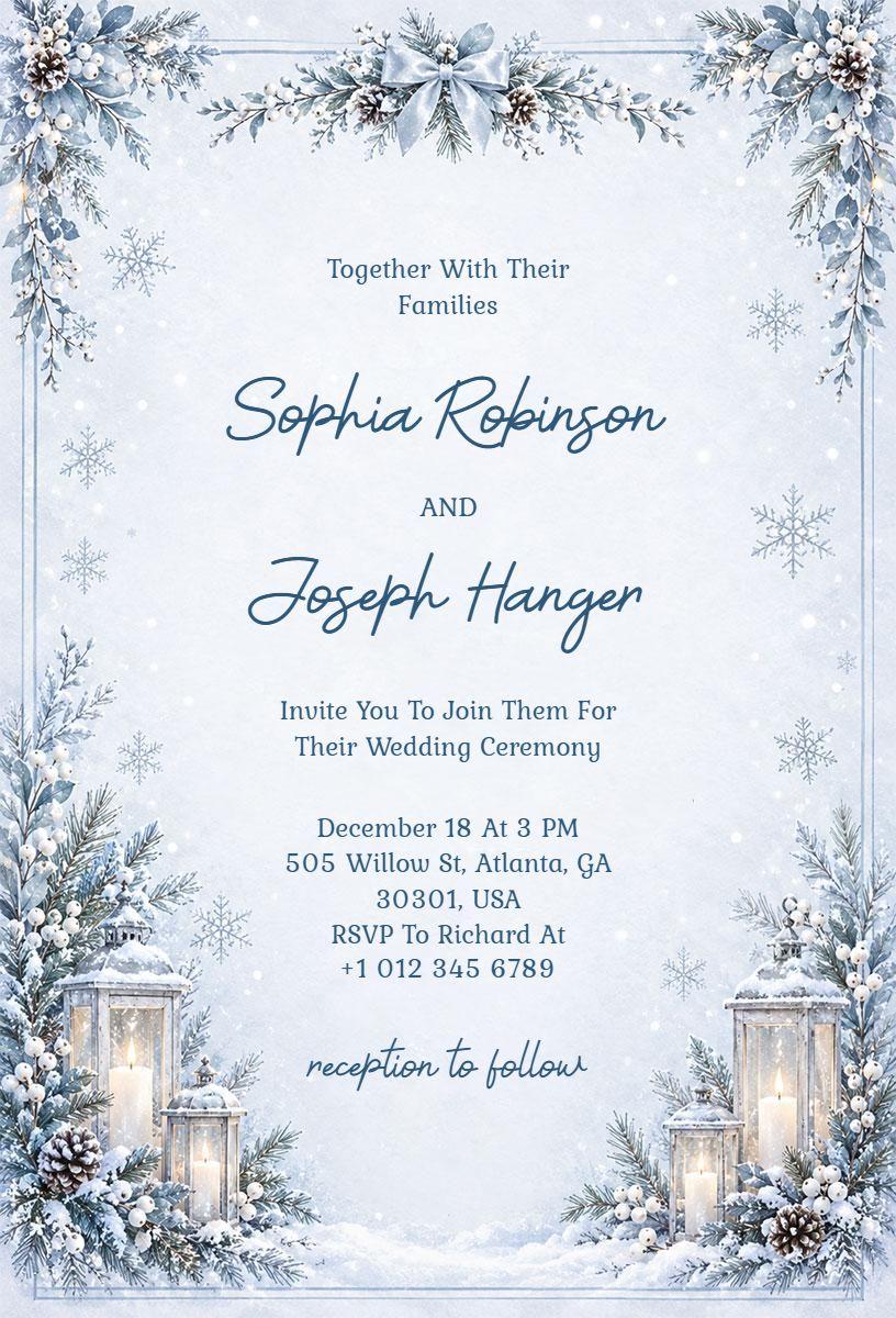 Winter Wonderland Wedding Ceremony Invitation Template