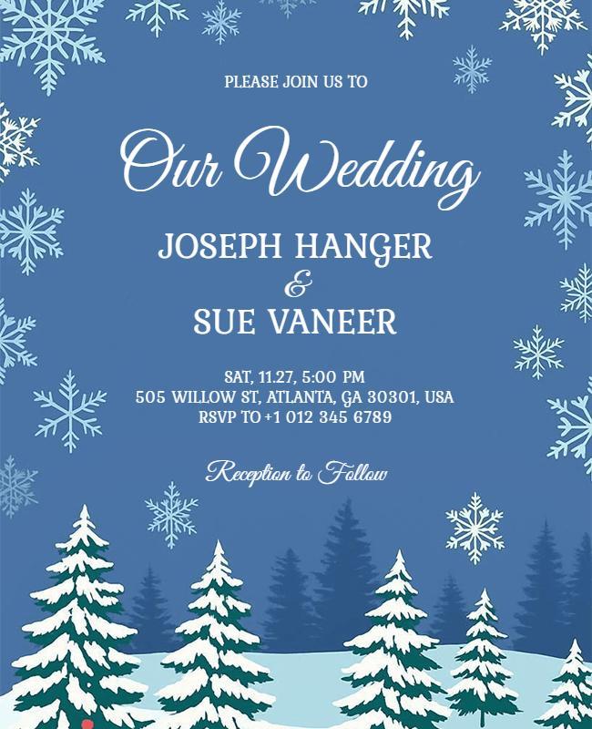 Winter Wonderland Wedding Invitation Flyer Template