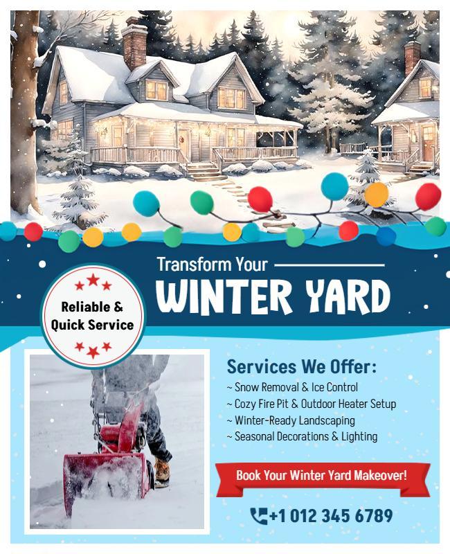 Winter Yard Makeover Service Flyer Template