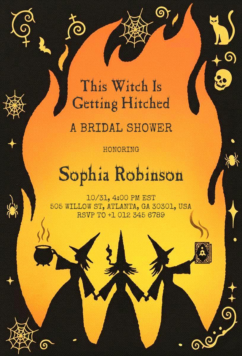 Witchy Halloween Bridal Shower Celebration Invitation Template