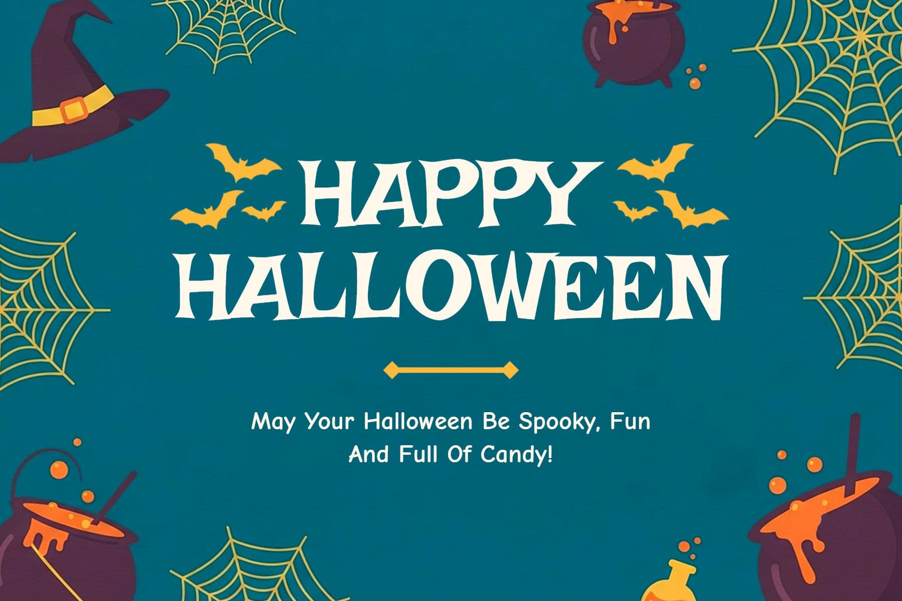 Witchy Halloween Greeting Postcard Template