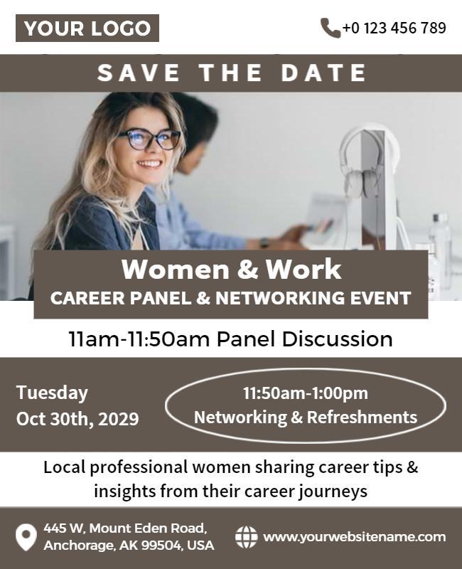 Women and Work Career Panel Event Flyer Template