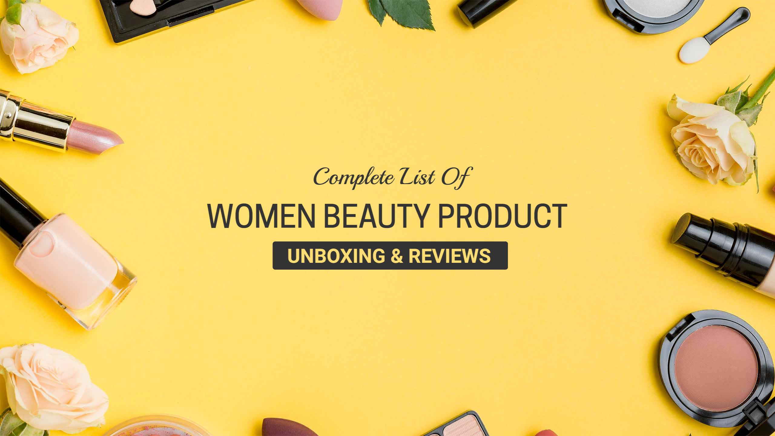 Women Beauty Products with Vibrant Yellow Background Banner Template
