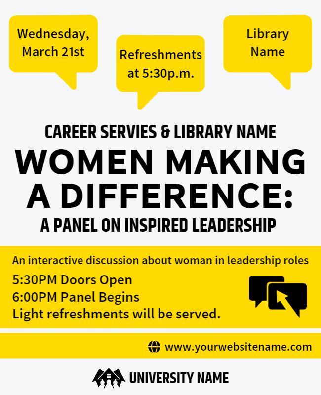 Women in Leadership Panel Discussion Flyer Template