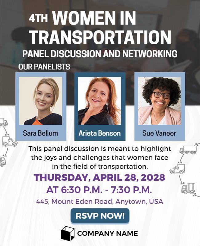 Women in Transportation Panel Discussion Flyer Template