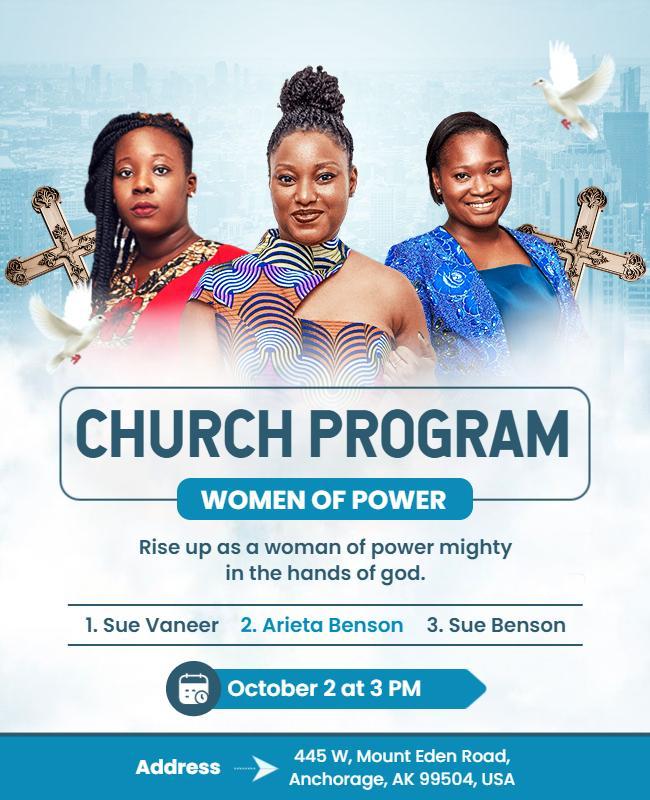 Women Of Power Church Program Flyer Template