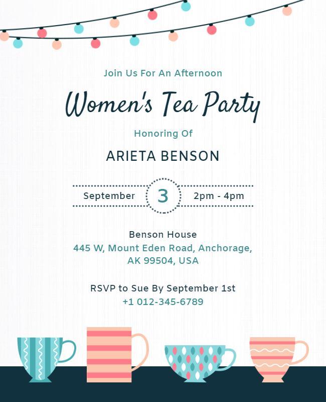 Womens Afternoon Tea Party Invitation Flyer Template