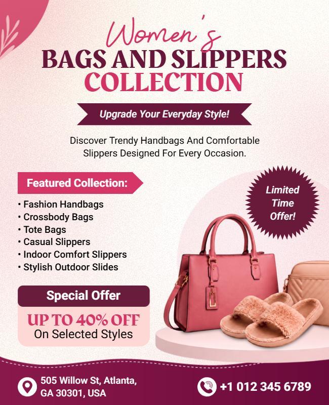Women's Bags and Slippers Promotion Flyer Template