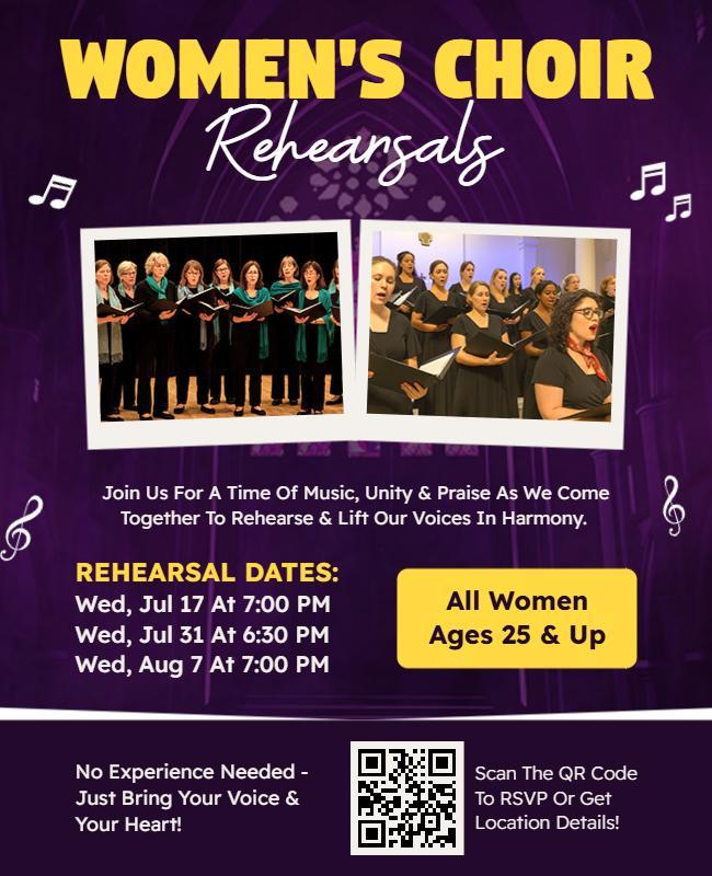 Women's Choir Rehearsals Event Flyer Template