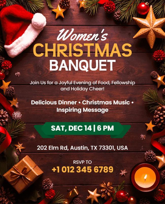 Women's Christmas Banquet Celebration Flyer Template