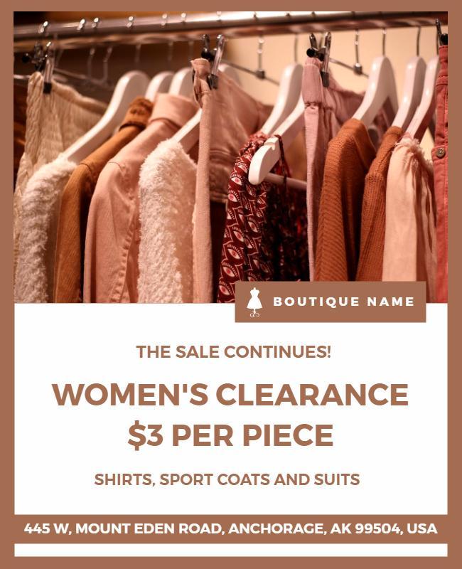 Womens Clothing Clearance Sale Flyer Template