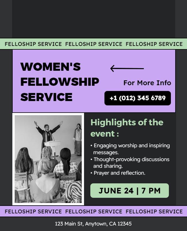 Womens Community Fellowship Service Event Flyer Template