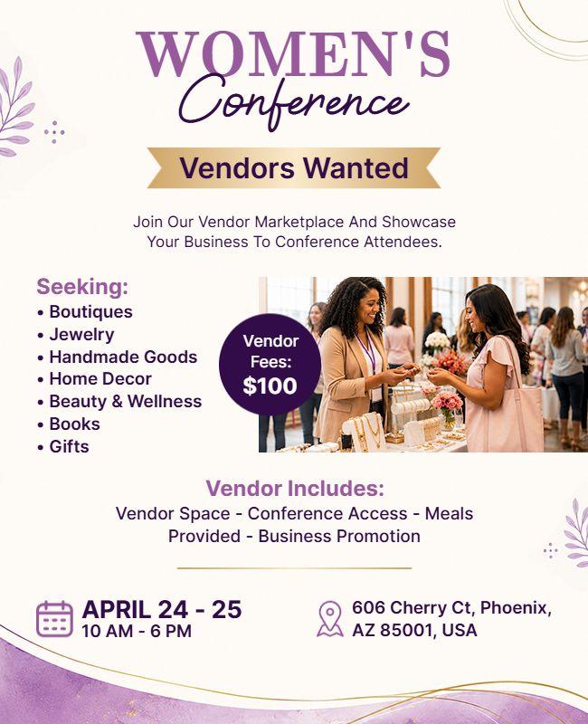 Women's Conference Vendor Wanted Flyer Template