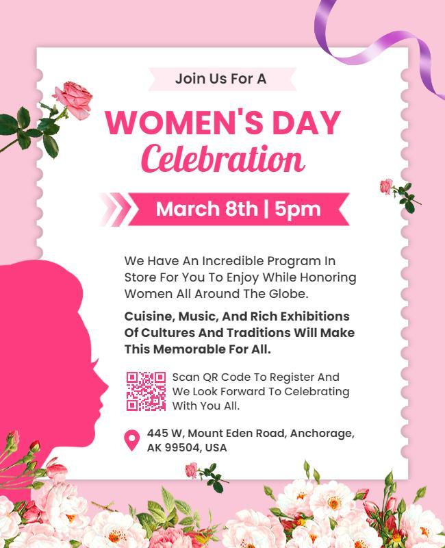 Charming Pink Women's Day Celebration Flyer Template