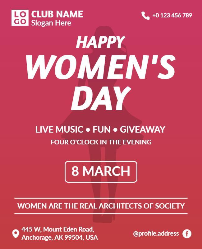 Vibrant Red Women's Day Celebration Flyer Template